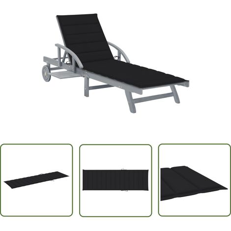 Bain de soleil avec coussin Chaise de jardin - Transat de jardin Bois d'acacia solide BV587455 - BonneVie (1/5)