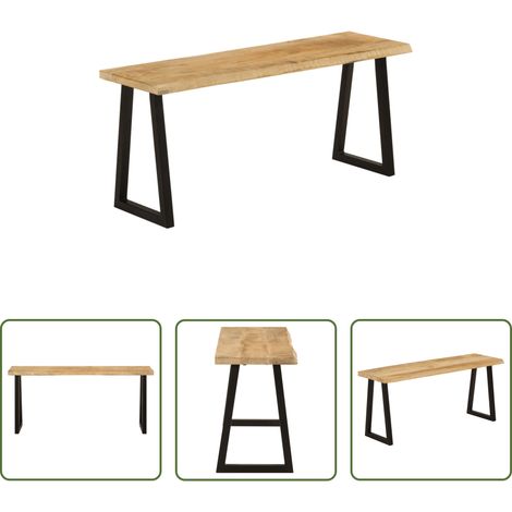 vidaXL Banco con borde natural de madera de mango maciza 105 cm (1/5)