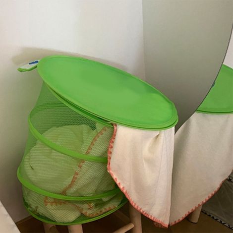 Petit panier à linge en forme de grenouille, usage domestique, grande capacité, panier de rangement multifonctionnel, portable, pliable, avec couvercle. (1/5)