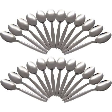 (Silver) Set of 24 Teaspoons - Stainless Steel