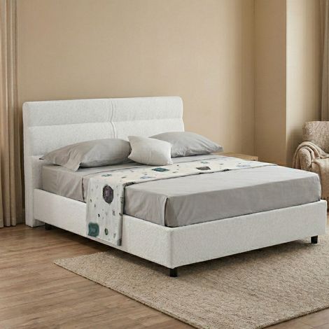 Cama de Plaza y Media Brivio, Desenfundable, Contenedor Made in Italy, Tamaño Colchón 120x190 cm, Blanco (1/5)