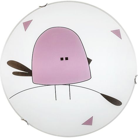 Applique bimbi rotonda Ø40 vetro uccellino viola 2xE27 (1/3)