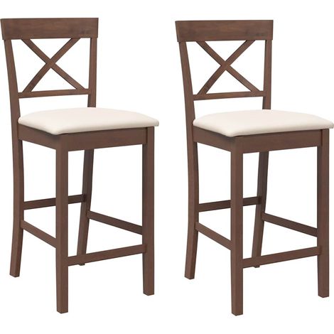 Maison Exclusive - Barhocker mit Kissen 2 Stk. Braun Massivholz G (1/5)