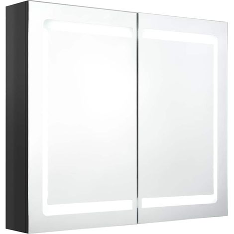 Maison Exclusive - LED-Spiegelschrank fürs Bad Glänzend Schwarz 8 (1/5)