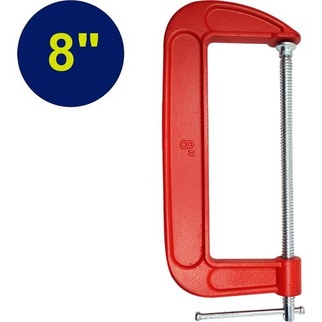 Dapetz® 8" G-Clamp 200mm Heavy Duty Cast Iron Frame – Strong, Corrosion-Resistant Professional Clamp for Metalworking, Woodworking, Carpentry DIY Projects – Blue (1/5)