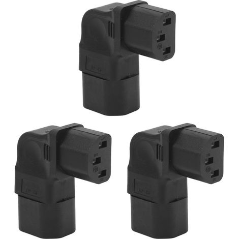 3-teiliger rechtwinkliger Adapter IEC320 C14 auf C13, 90° linkswinklig, 250 V, 2500 W