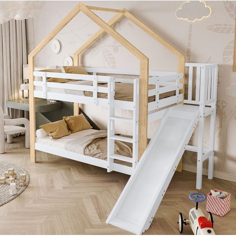 Letto a Castello 90x200 cm con Scivolo e Scala Sicura (1/5)