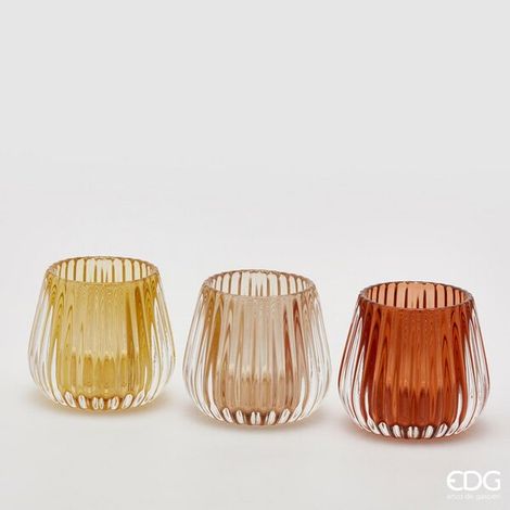 EDG Enzo De Gasperi Portacandele Righe H 7,5 Cm D 8 Cm 3 Pz Multicolor