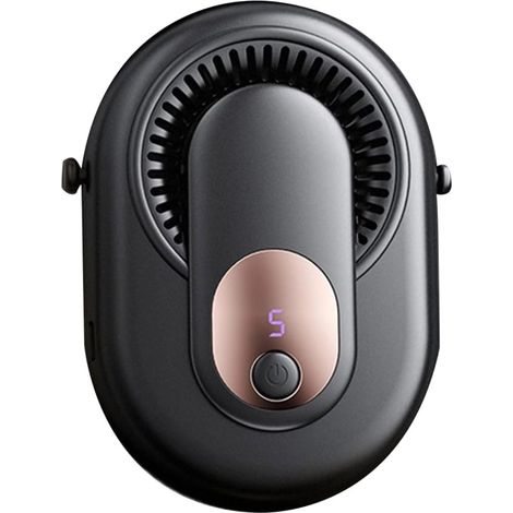 Un ventilateur portable conçu pour être porté aussi bien à la taille qu'autour du cou, doté d'une batterie rechargeable, de 5 niveaux de vitesse et d'une autonomie longue durée. (1/5)