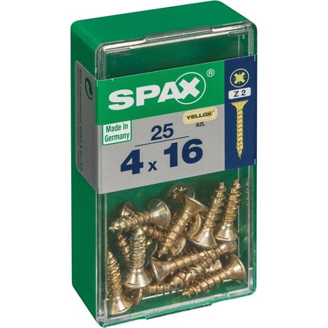 Scatola da 25 unità di viti per legno a testa piatta in Yellox 4.0x16mm Spax (1/5)
