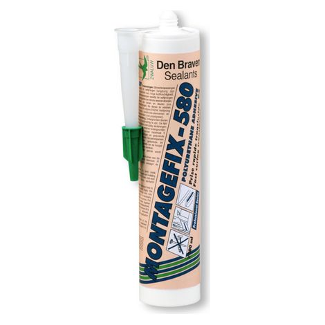 Den Braven – Colle polyuréthane Montagefix 580 transparent 300ml – Prise rapide pour bois, béton, PVC – Résistance -30°C à +80°C – Cartouche non corrosive
