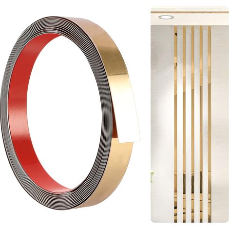 20 mm Moulures DéCoratives Autocollantes En Acier Inoxydable - 5 M - Bandes DéCoratives DoréEs - Effet Miroir - Pour Toilettes, Bord De Carrelage
