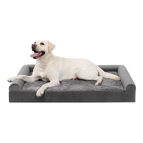 Panier Chien XXL, Lit pour Chien 121x76x18cm Canapés et Fauteuils, Coussin Dehoussable et Lavable, Gris (1/3)