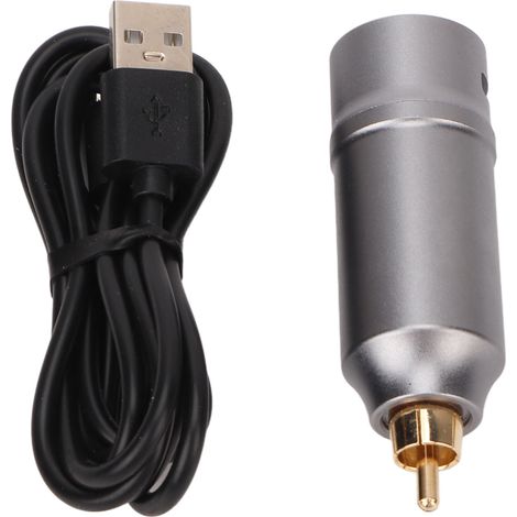 Batterie pour stylo à tatouer 1300 mAh rechargeable par USB, écran LED, sans fil, en alliage d'aluminium, gris argenté (1/5)