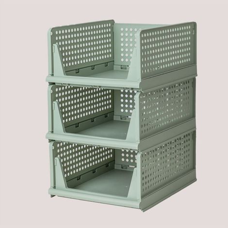 Set de 3 organiseurs de vêtements – Dimensions 33,5cm x 43 cm x 18,5 cm – Paniers pliés pour rangement efficace (1/5)