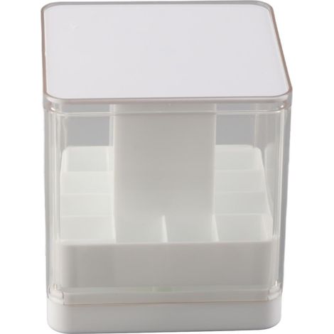 Boîte de rangement pour rouges à lèvres transparente anti-poussière avec couvercle, présentoir à levage pour 12 rouges, blanc, pour femme et fille (1/5)