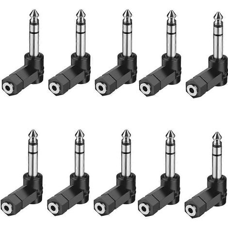 10 adaptateurs audio coudés 6,35 mm mâle vers 3,5 mm femelle pour casque stéréo A (1/4)