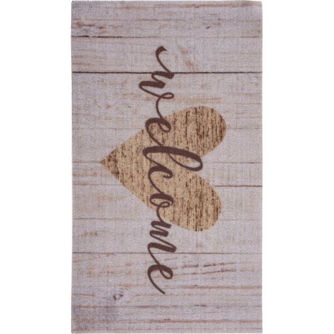 Paillasson beige doux antidérapant cosy entrée - 75 x 45 cm (1/4)