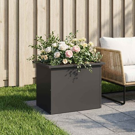 vidaXL Jardinera para jardín con luces LED Negro 40 x 60 x 40 cm Acero (1/5)