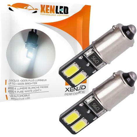 2 x AMPOULES T4W BA9S - 4 LEDS SMD 5730 CANBUS - XENLED - sans erreur ODB - 12V - Blanc