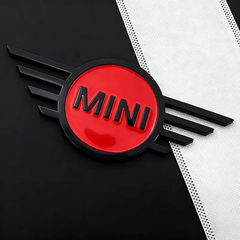 (Noir et rouge, 14,5 cm) Autocollant métallique décoratif pour coffre de voiture, compatible avec Mini Cooper JCW Works R56 R50 F54 F55 F56 F57 F60 R52 R53 R55 R57 R58 R59 (1/4)