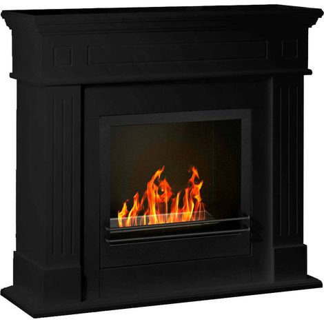 Dmora - Camino a bioetanolo Dstivanell, Caminetto ecologico, Focolare senza fumo, Riscaldatore ad etanolo, Made in Italy, 110x36 h101 cm, Nero