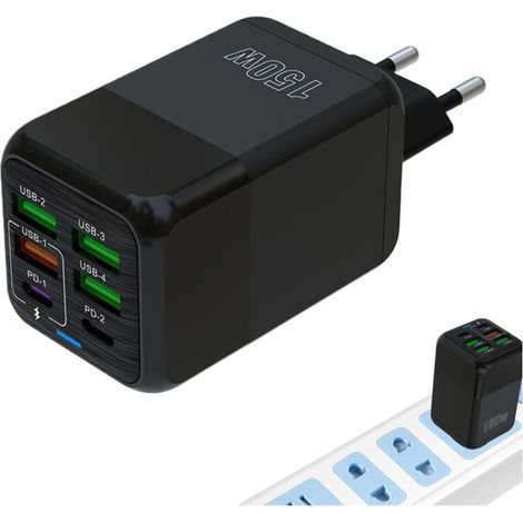 Bloc de Chargeur, Station de Recharge - Hub de Charge Rapide avec Plusieurs Ports,Hub de Chargement multiport pour Chargeur d'ordinateur Portable, Chargeur Mural Rapide à 6 Ports pour Les télépho (1/5)