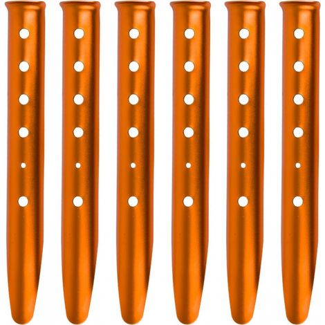 Piquets de tente en aluminium en forme de U, couleur sable, 31 cm, lot de 6 pièces (Orange - En forme de U - 31 cm) (1/3)
