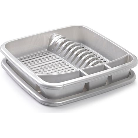 PLASTICFORTE escurreplatos cuadrado plata , Escurreplatos cuadrado plataFabricado en plástico de alta resistenciaIncluye bandejaColor plataTiene sito para platos, v