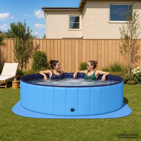 vidaXL Tapete para piscina 25 uds. Ø 292 cm Redondo Espuma EVA Azul (1/5)