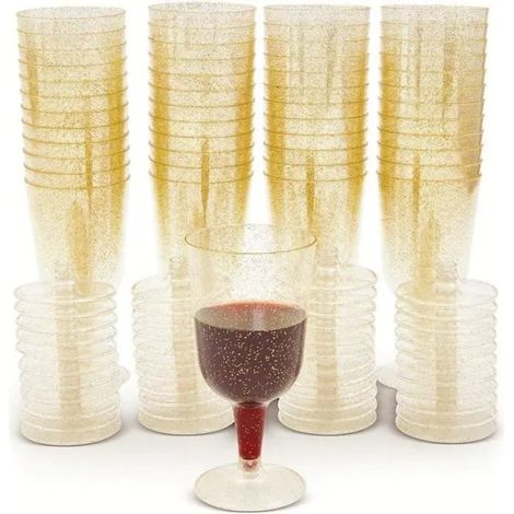 50 Pices Verres Vin Scintillants Dors 170ml Verres de Dgustation de Vin en Plastique Gobelets Vin Multicolore VERRE A VIN (1/4)