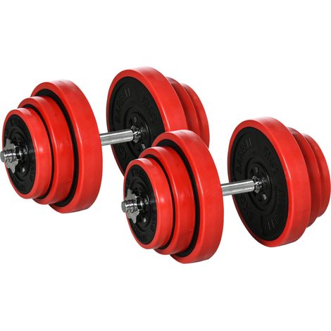 Set Manubri Palestra con Pesi da 40 kg 45x26x26 cm in Metallo e Sabbia di Ferro Rossa (1/5)