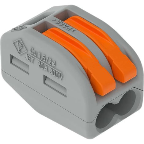 222412 – Borne pour boîte de jonction, borne à 2 conducteurs avec leviers de manipulation, lot de 10 pièces, orange (1/3)