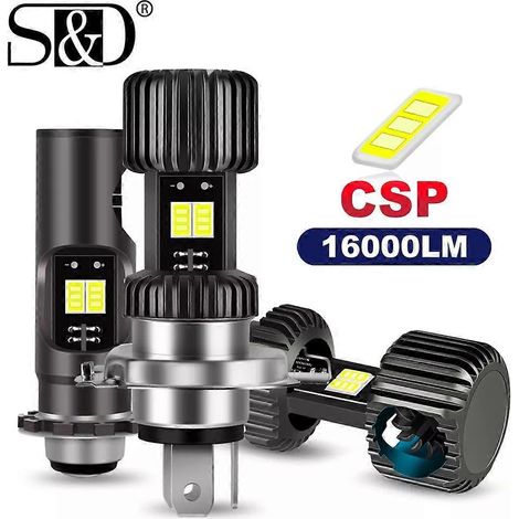 Phare de moto LED CSP H4 50 W, ampoule LED H6 P15D BA20D avec ventilateur, Canbus, feu antibrouillard, 16 000 lm, feux de route/croisement, accessoires scooter 12 V (1/4)