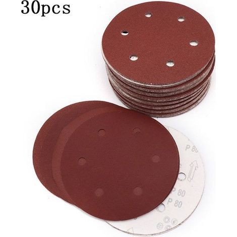 HONORNIC - Inch Sanding Disc, 30 Pcs Sanding Discs, 6 Hole Giraffe Sander Disc, Abrasive Paper for Dry Sander (1/5)