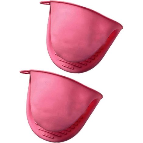 Gants de cuisine, maniques portables et antidérapantes pour four à micro-ondes, idéales pour manipuler les plats chauds, les barbecues et autres grillades.-Pink (1/5)