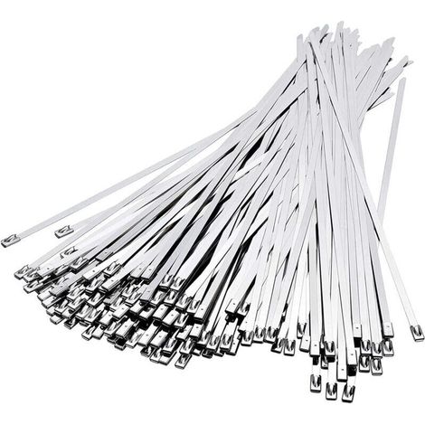 [Bridas para cables] 100 bridas de acero inoxidable de 300 mm × 4,6 mm - Anticorrosión, Alta temperatura (1/5)