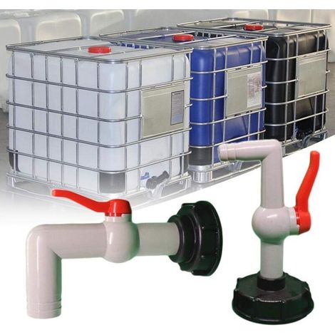 YMYNY 1 pièce adaptateur de réservoir IBC à 90 degrés fil épais de 60 à sortie de robinet à 90 degrés robinet de valve de 16 mm, robinet pour accessoires de sortie de collecteur d'eau de pluie (1/4)