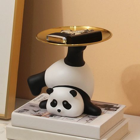 Plateau de service panda, porte-clés, porte-fruits, objet de rangement décoratif pour la maison ou le bureau, sculpture panda (1/5)
