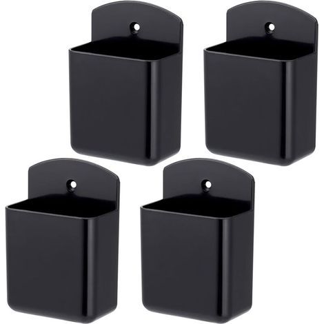 4 Pièces Boîtes de Rangement Autocollantes, supports de télécommande autocollant, support mural de télécommande pour contrôleur, boîte organisatrice porte-stylo noir pour brosse, stylos (1/4)