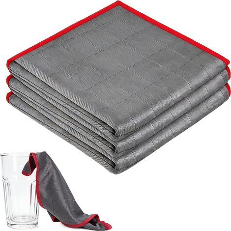 Carbon Fibre Car Microfibre Cloth, 4 x 30 cm – Absorbent Trace Free Cleaning Towels, Polishing Glass Mirrors and Dishwashers, Smooth Surfaces, Durable Reusable (1/5)