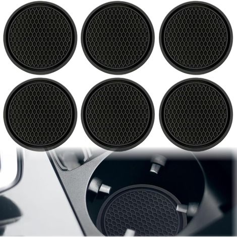 Lot de 6 porte-gobelets universels pour voiture, porte-gobelets antidérapants, accessoires de voiture intégrés, décoration intérieure, noir (1/5)