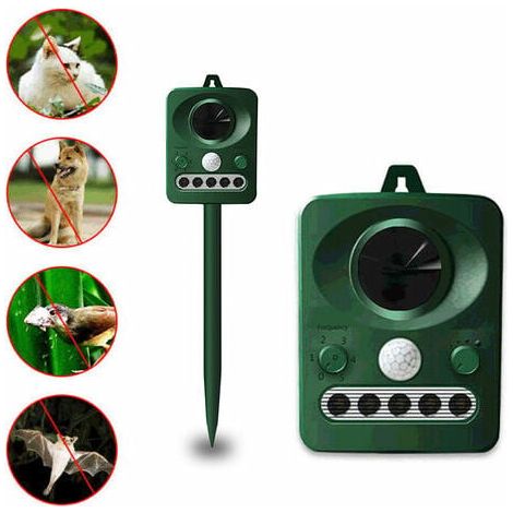 Outdoor Solar Ultrasonic Repellent Grass Green, Solar and USB Dual Charging, Waterproof Design (1/5)