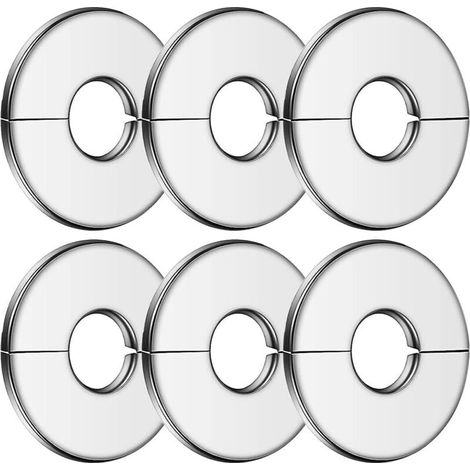 6-teiliges Set aus Edelstahl-Heizkörperrohrabdeckungen, 34-mm-Armaturenrosette in Silber, Rohrabdeckungen für Sanitärinstallationen, Ventilabdeckungen für Duschen, Rohre, Wasserhähne, Heizkörper und W