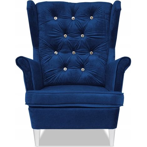 Gaja Scandinavian Family Furniture Ohrensessel in Indigo- und Kornblumenblau, Samt