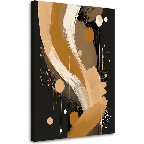 Quadro su tela, Astrazione Bianco Toni di marrone Macchie Moderno - 80x120 (1/3)