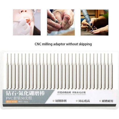 Aiguille de meulage, 30Pcs 1mm Set d'aiguilles de meulage Emery Cylindrique à tête Plate Accessoires de broyeur électrique (1/5)