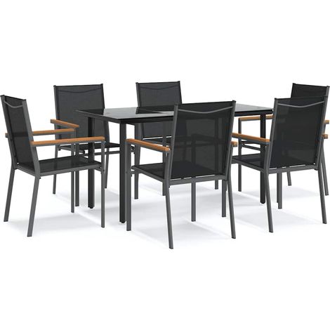 Maison Exclusive - Set da Pranzo da Giardino 7 pz Nero in Textilene e Acciaio