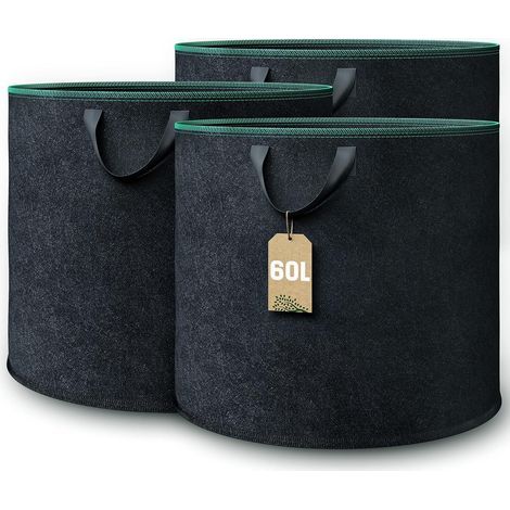 Plant Bags, Breathable Geotextile, 60L, Sturdy Handles, Balcony Gardening (1/5)