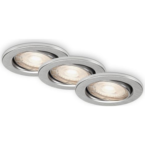 LED Einbauleuchte BRILONER LEUCHTEN FIT MOVE, 5 W, 400 lm, IP23, aluminiumfarbig, Metall, inkl., 3x GU10, 3er Set, Ø 8,6 cm (1/4)